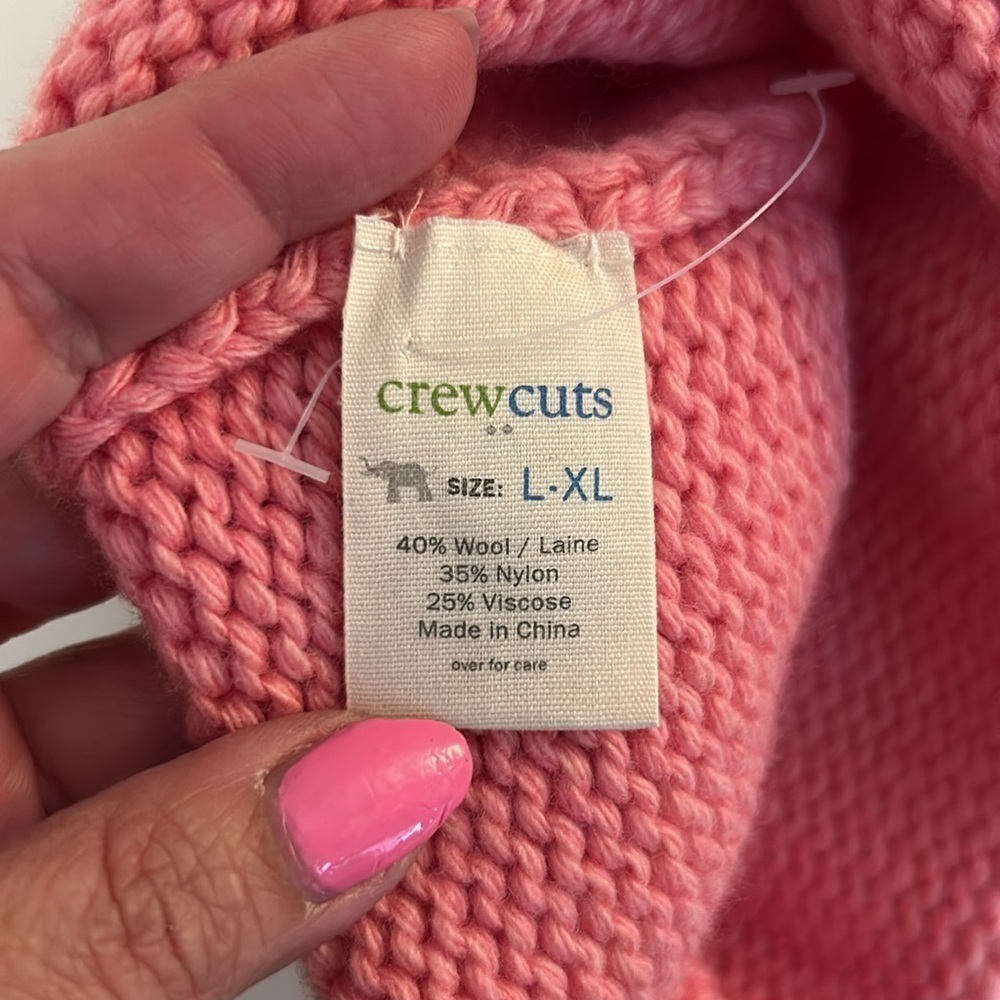 Crewcuts Girl's Pink Knit Wool Blend Winter Beanie with Ears Size Large/XL - Picture 4 of 4